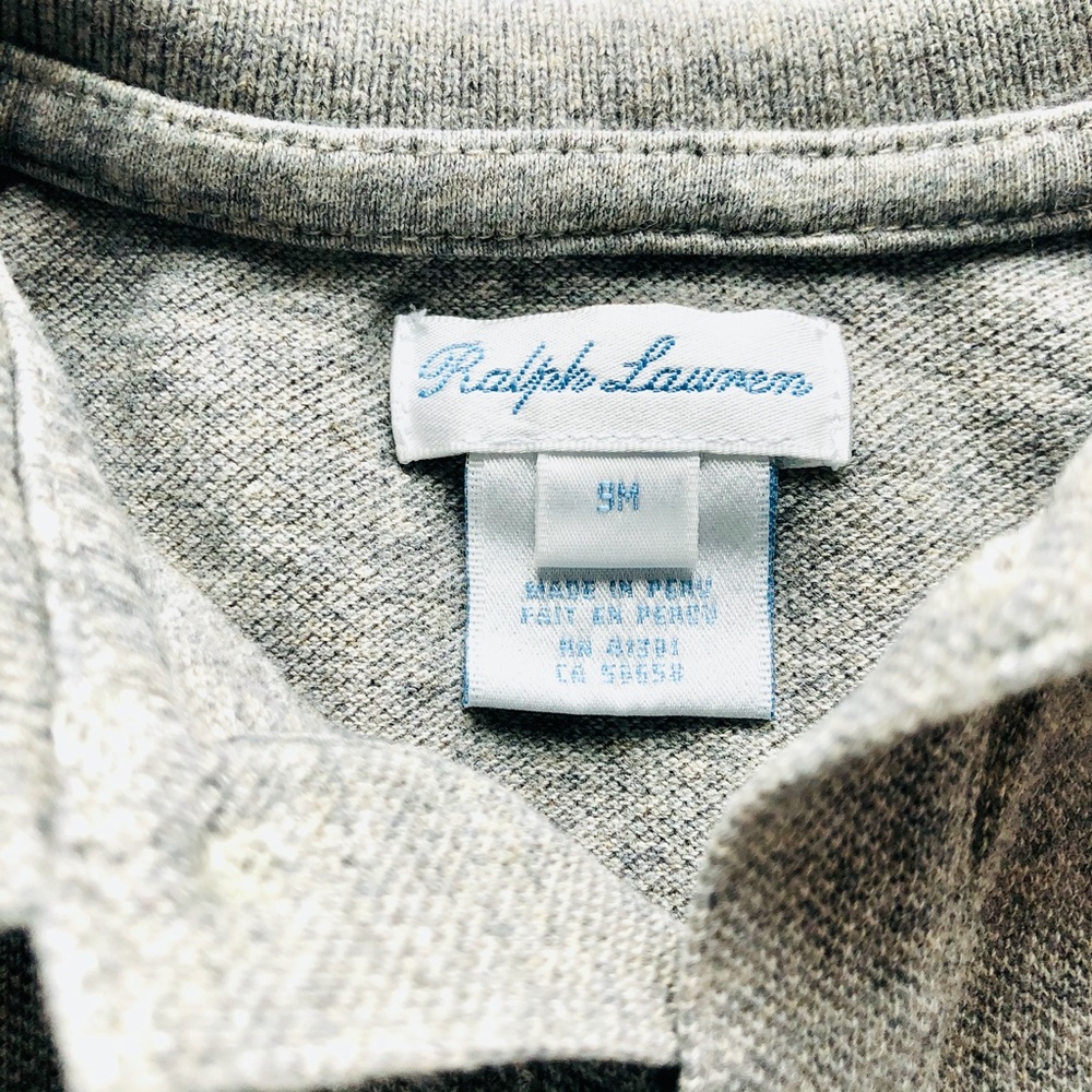 Ralph Lauren | Gray Knit Short Sleeve Polo Romper - Picture 2 of 5